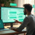Administrador de grupo de WhatsApp delegando tarefas para um bot em painel de controle digital