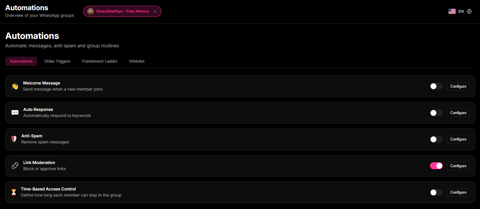 Auto-Approval configuration tab showing smart entry and gatekeeping rules inside the 9bot Dashboard.