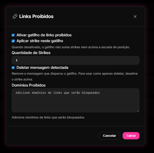 Painel Moderação > Sistema de Strikes no Dashboard do 9bot.