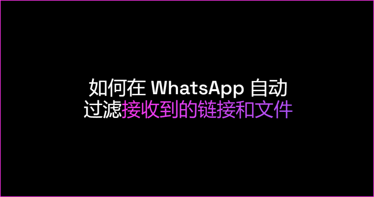 如何在 WhatsApp 自动过滤接收到的链接和文件