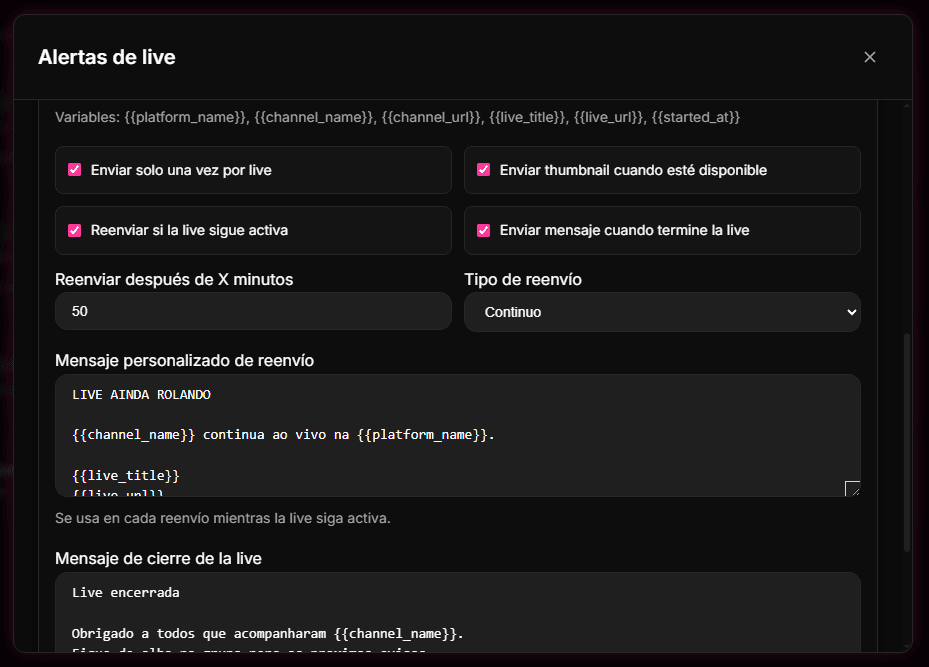 Paso 2: Personaliza el mensaje de aviso y la frecuencia