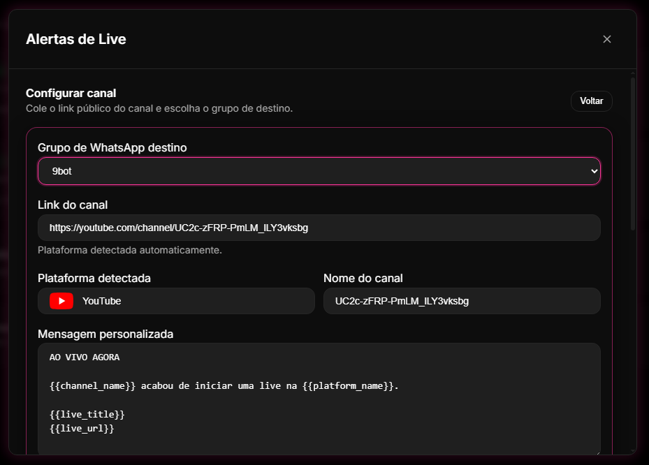 Passo 3: Definir Grupos de Destino e Testar o Envio