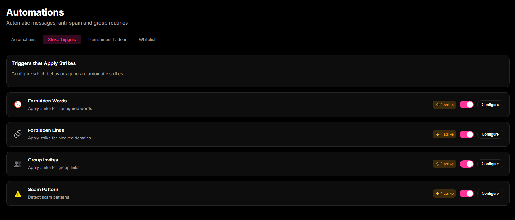 Step 1: Turn on the Strike System and security triggers