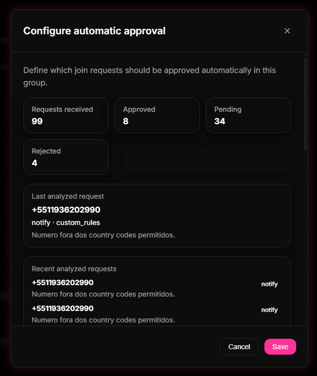 Step 3: Filter and block suspicious country codes in Auto-Approval