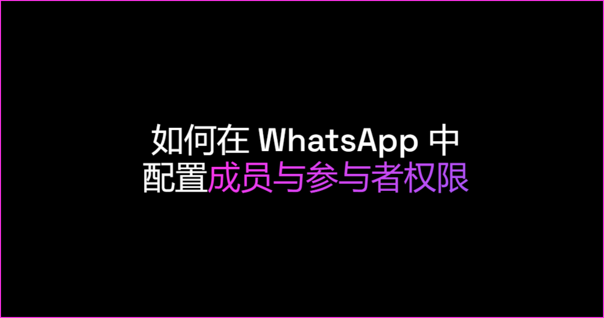 如何在 WhatsApp 中配置成员与参与者权限