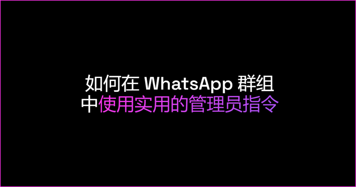 如何在 WhatsApp 群组中使用实用的管理员指令