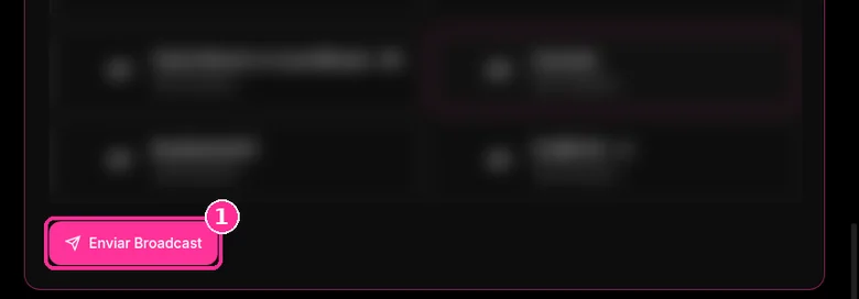 Botón Enviar Broadcast debajo de la lista de grupos en 9bot