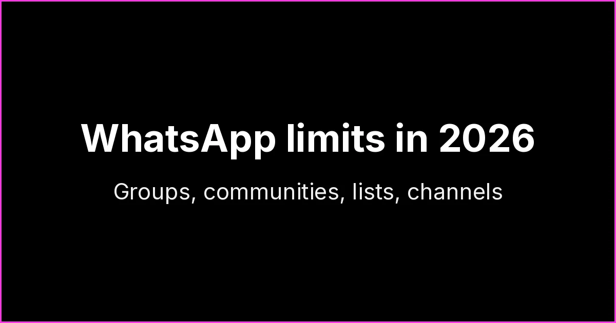 WhatsApp Limits in 2026: Groups, Communities, Broadcast Lists and Channels
